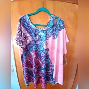 One World Women's Multicolor Paisley Top